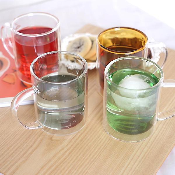  더블월 이중 내열 유리컵 300ml 그린 머그컵 유리 머그잔