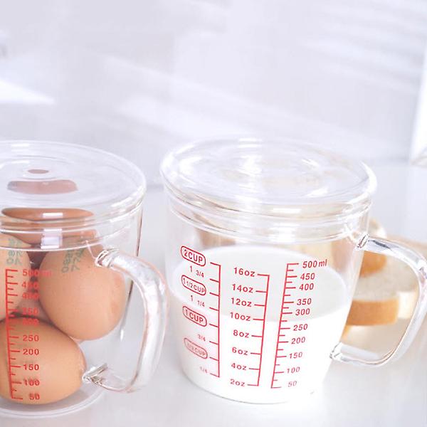  코코비아 내열유리 뚜껑 계량컵 500ml 주방 베이킹 이유식 비커