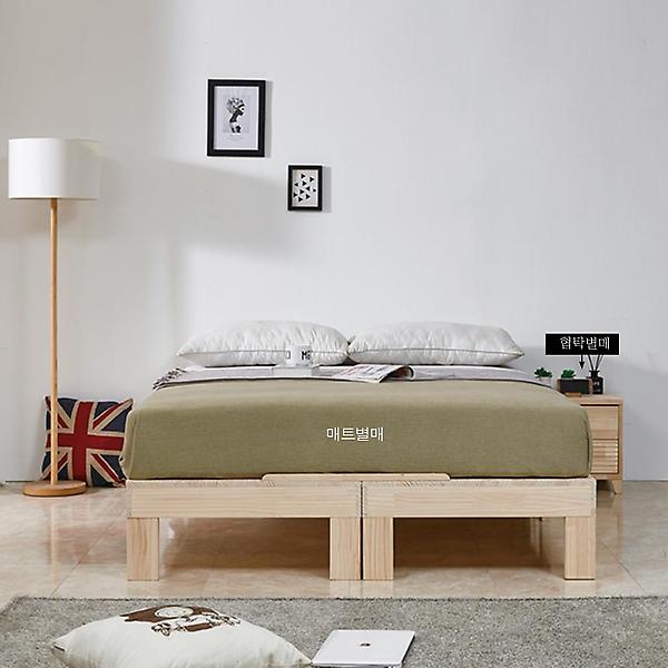  아이앤 미송원목 평상형 퀸 침대 FI