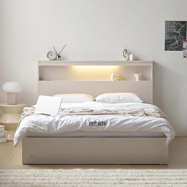  아이앤 세피아 LED 수납헤드 1단 침대 프레임 퀸 WF