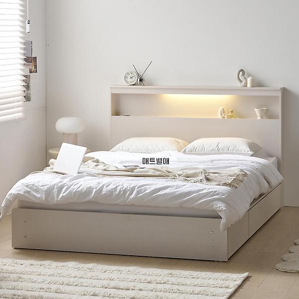  아이앤 세피아 LED 수납헤드 1단 침대 프레임 퀸 WF