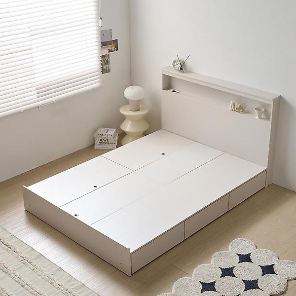  아이앤 세피아 LED 수납헤드 1단 침대 프레임 퀸 WF