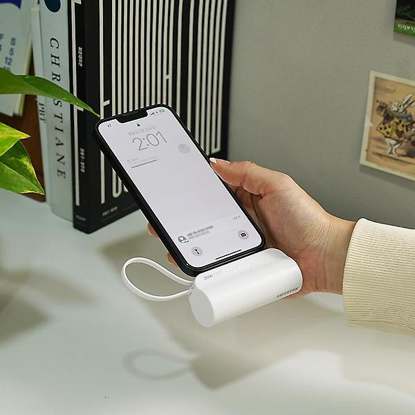  스마텍 5000mAh 20W 고속충전 미니 보조배터리(8핀/C타입) STPB-DB20+