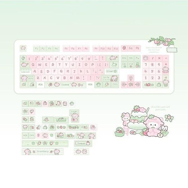  SPM Soulcat 고함량 PBT 염료승화 영문 키캡 141키 커스텀키보드 교체용 (딸기양)
