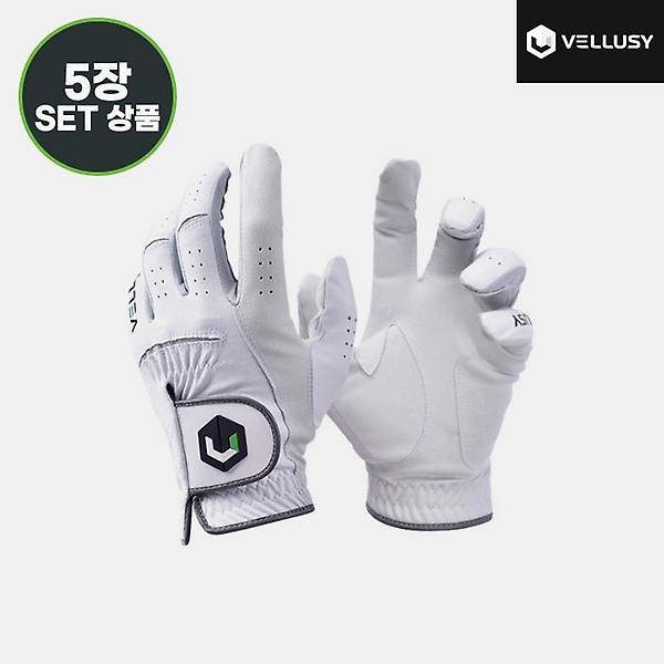  2023 벨루시 파워그립 소프트 남성(POWER GRIP SOFT) 합피 골프장갑[화이트][남성용/왼손착용][5장묶음]