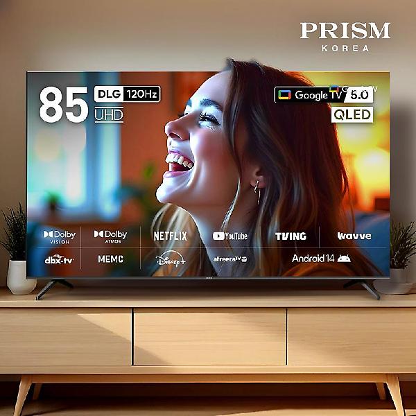  프리즘 CP85G5Q 215cm 구글5.0 스마트 4K QLED TV 120Hz 프리핫키 지원