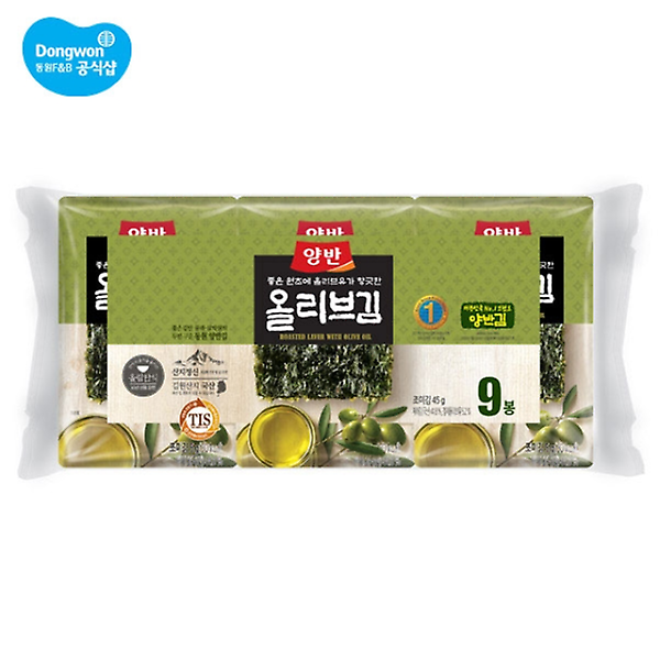  [동원] 양반 올리브김 식탁김 9봉(10매)x6개 (총54봉)