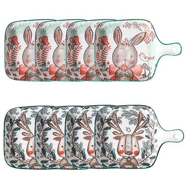  윌리브 동물캐릭터 도자기 앞접시 손잡이 접시 2종 세트, 민트, 네이비, 4세트