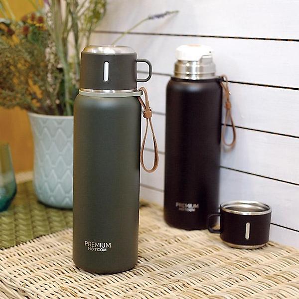  스텐 원터치 보온병 900ml 다크그린