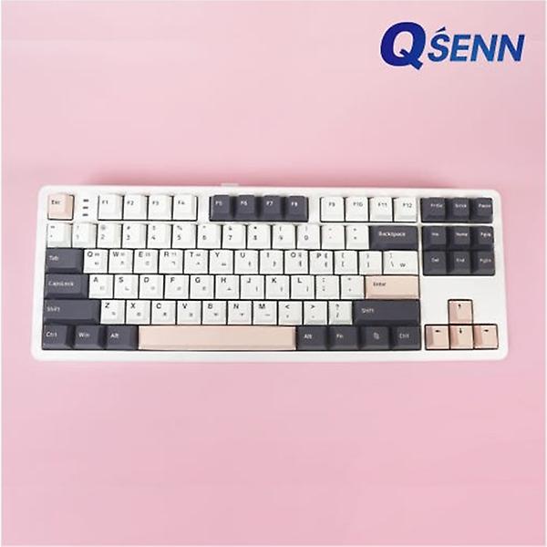  큐센 Q87 PBT 풀윤활 가스켓 유무선 기계식 키보드 화이트 애플민트축 V1