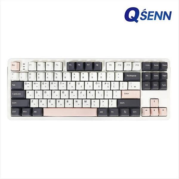  큐센 Q87 PBT 풀윤활 가스켓 유무선 기계식 키보드 화이트 애플민트축 V1