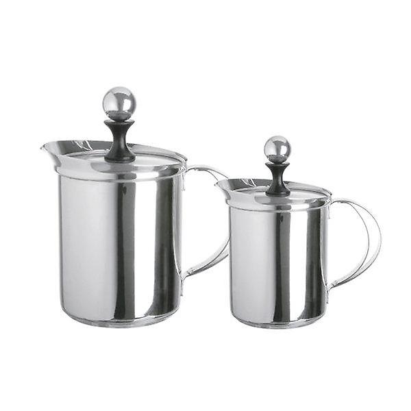  홈아트 유리뚜껑 수동 우유거품기 800ml 스텐 이중망 라떼 스티머