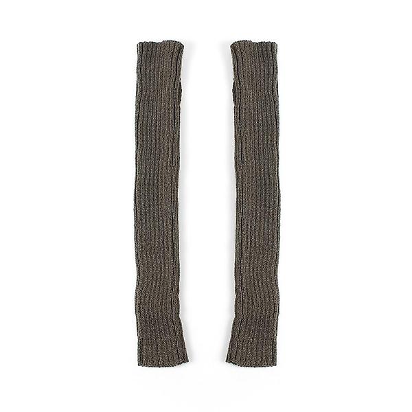  골지 니트 롱 암워머(카키그레이)