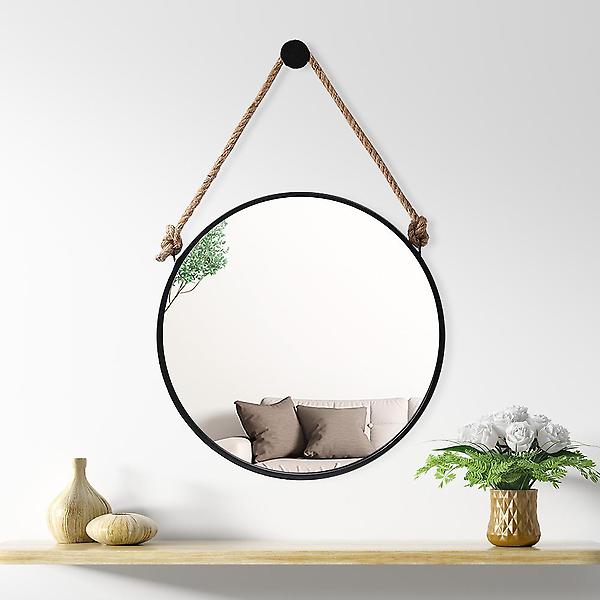  빈티지 스트랩 벽거울(50cm) (블랙) 걸이식거울