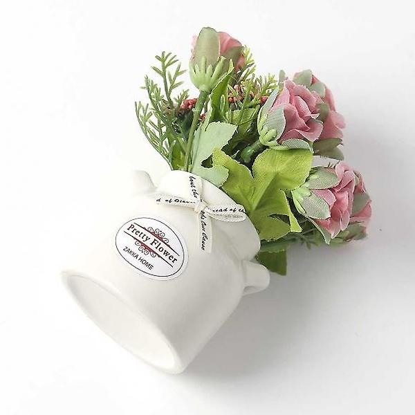  작은정원 장미 조화 화분(핑크) 장식화분 인조꽃