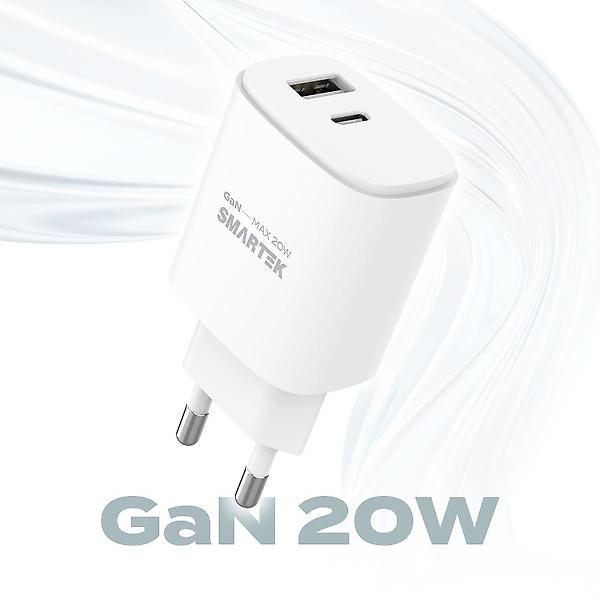  스마텍 20W GAN PD 2포트 C타입 멀티 고속 충전기 STPD-GD20
