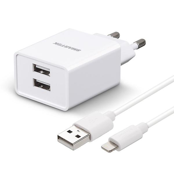  스마텍 2A/5V 2포트 USB 8핀 1.2M 충전기 STC-3000