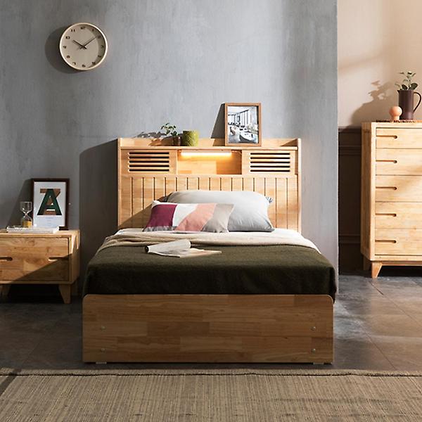  아이앤 베리에 고무나무 LED 3서랍 슈퍼싱글 침대 BA