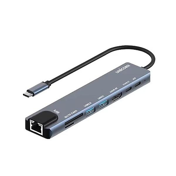  UNICORN TCH-L60 8IN1 LAN/HDMI C타입 멀티허브 4K미러링 랜포트