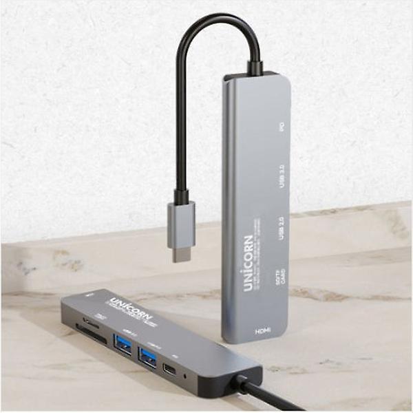  유니콘 6in1 HDMI C타입 멀티허브 4K미러링 TCH-P30