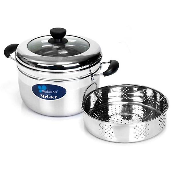 키친아트 찜냄비 찜솥 스텐 찜통 채반 찜기 2단 24cm
