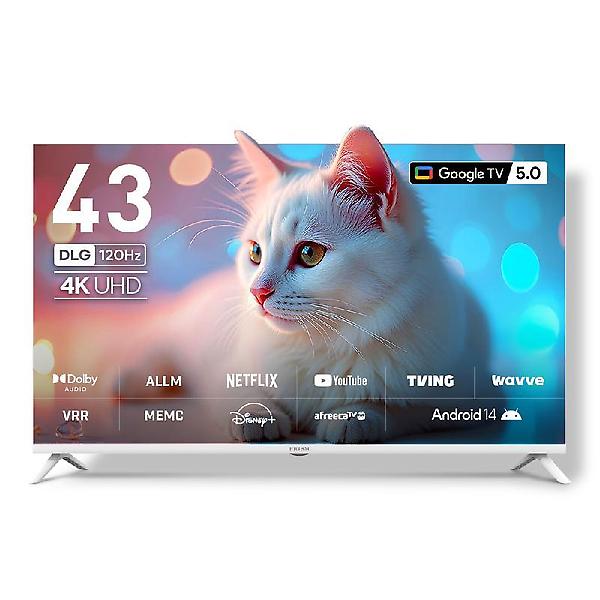  프리즘 프리무빙 109cm 4K UHD 화이트 구글 5.0 스마트 TV CP43G5W + 이동식 스탠드 PL2743 / 삼탠바이미