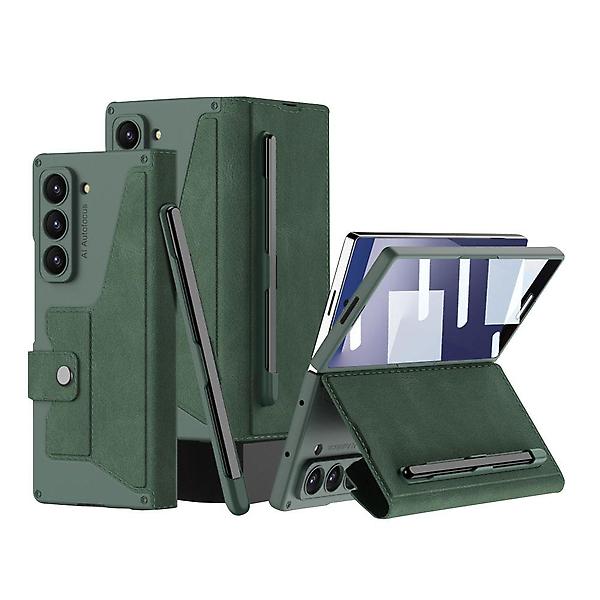  갤럭시 Z폴드7 카본 패턴 카드 펜 수납 가죽 케이스