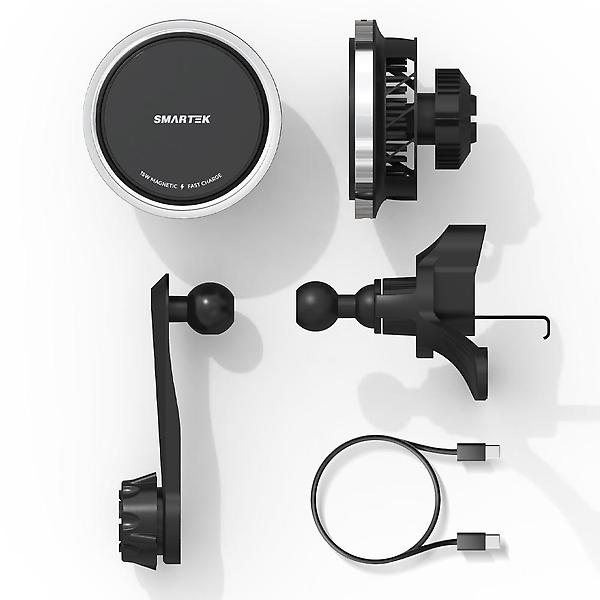  스마텍 LED Qi2 15W 차량용 쿨링 맥세이프 무선 충전 핸드폰 거치대 ST-CM4