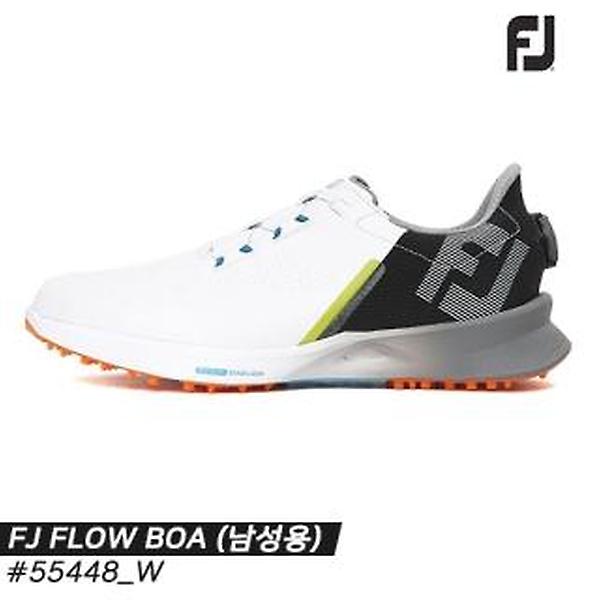  2022 풋조이 FJ 플로우(FJ FLOW) 스파이크리스 보아 골프화[55448/W/화이트+블랙+오렌지][남성용][10mm 큼]