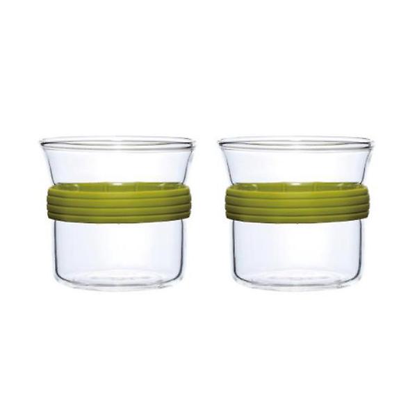  일롱 컬러풀링 글라스컵 2인조(그린) 200ml