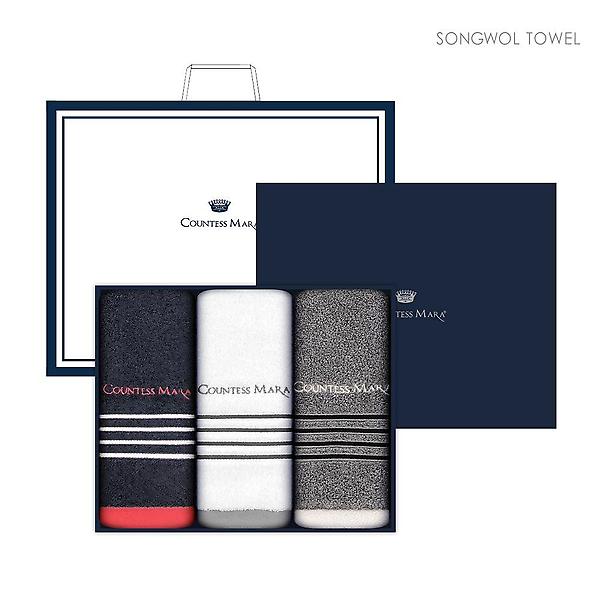 송월 카운테스마라 포라인 세면3P 선물세트+쇼핑백