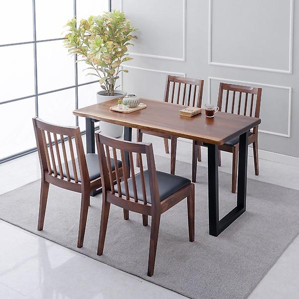  아이앤 리하트 로즈우드 장미원목 4인 식탁 세트 의자형 우드슬랩 IK