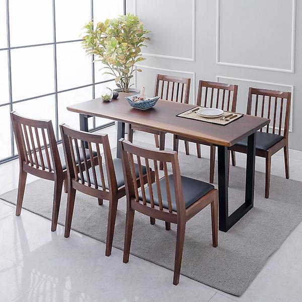  아이앤 리하트 로즈우드 장미원목 6인 식탁 세트 의자형 우드슬랩 IK