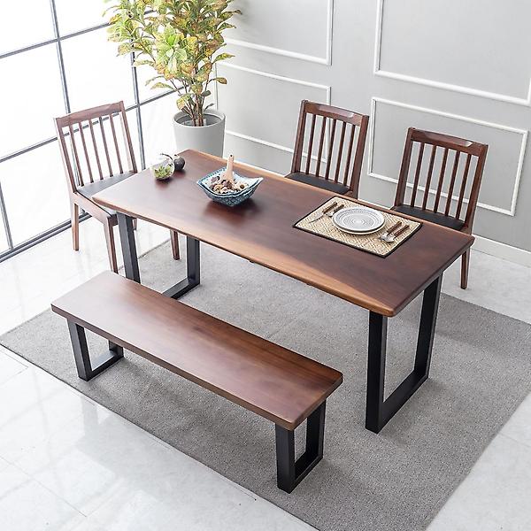  아이앤 리하트 로즈우드 장미목 6인 식탁 세트 벤치형 우드슬랩 IK