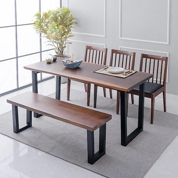  아이앤 리하트 로즈우드 장미목 6인 식탁 세트 벤치형 우드슬랩 IK