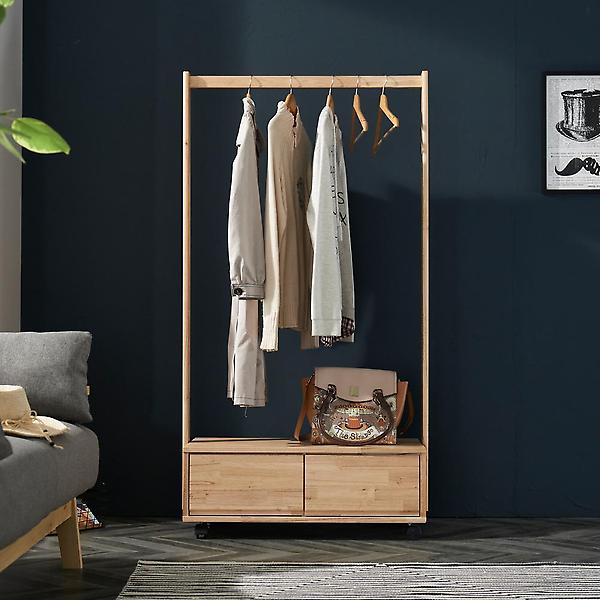  아이앤 리안 참죽 원목 800 이동식 행거 WT