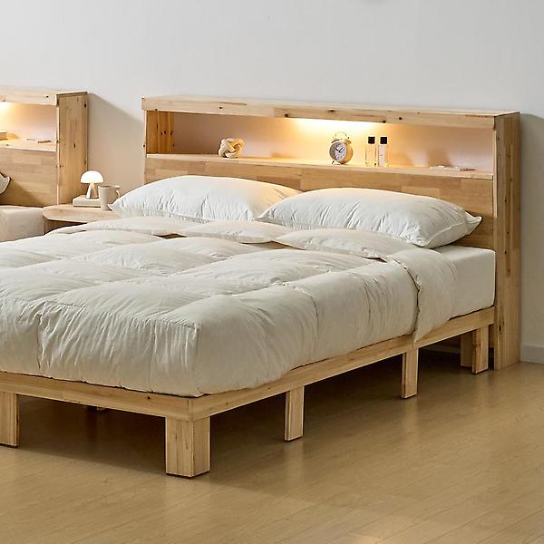  아이앤 르에반 삼나무 LED 평상 침대 프레임 퀸