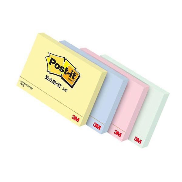  3M 포스트 잇 크림블루 102x76mm 1p 접착식 메모장