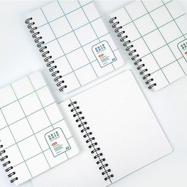  그리드 노트 모눈 필기 노트 PP커버 제본 노트 A5