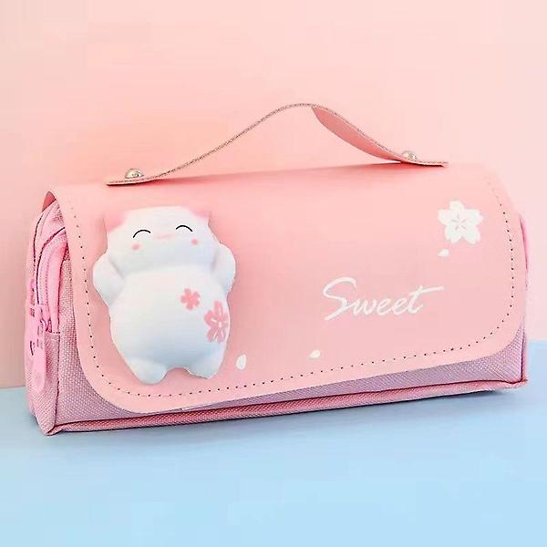  핑크 고양이 대용량필통 다목적 파우치