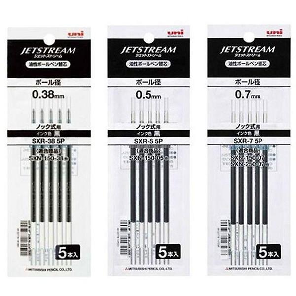  유니 제트스트림 볼펜 리필심 SXR 단색용 5본입 0.38/0.5/0.7mm