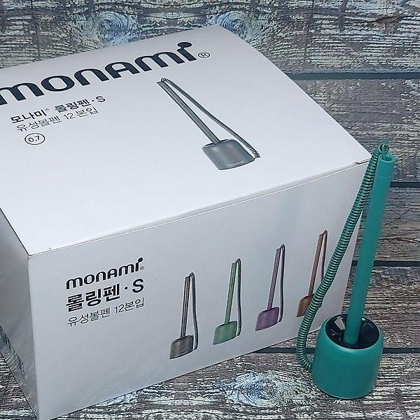  모나미 줄달린 스프링 고정 스탠드볼펜-롤링펜S 12개
