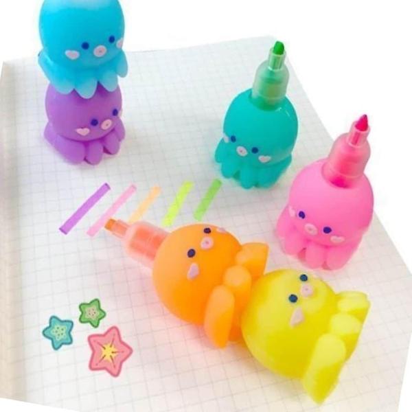  문어 형광펜 캐릭터펜 야광펜 편지지