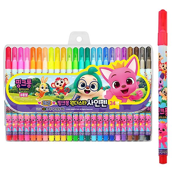  지구화학 핑크퐁 원더스타 사인펜 24색 (싸인펜)
