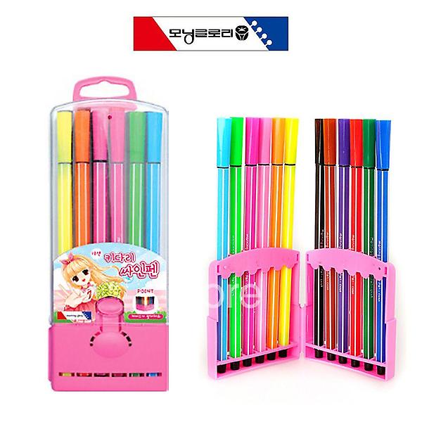  키다리 싸인펜 12색 (핑크)