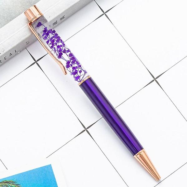  플라워 하바리움 다크퍼플 트위스트 유성 볼펜 X2개