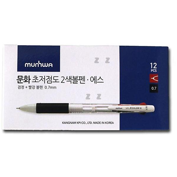  문화 초저점도 2색볼펜 에스 12p T 필기도구 사무용품