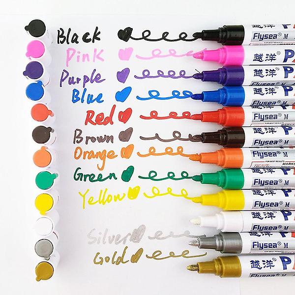  리퀴드 유성 아크릴 페인트 틈새 마카 마커 펜 12색