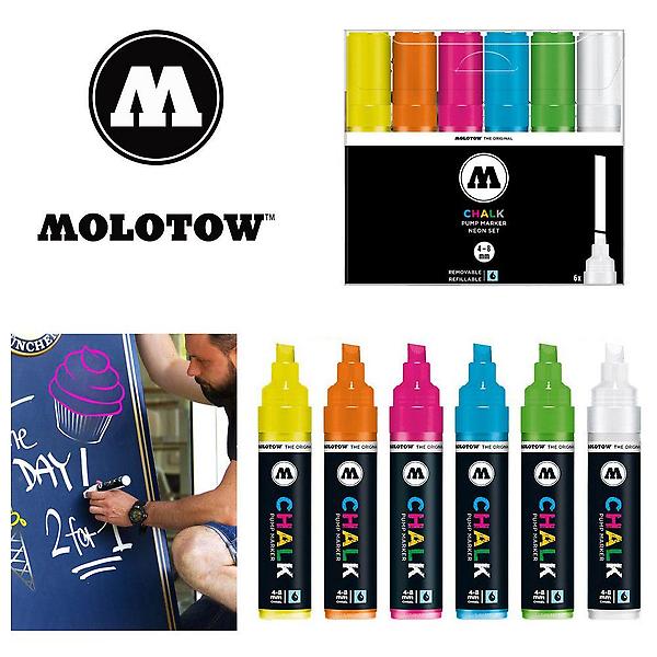  마카펜 초크 펌프 마커 4-8mm 네온세트