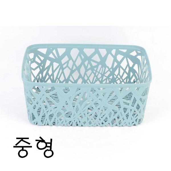  다용도 플라스틱 수납 바스켓 중형 정리 보관 바구니